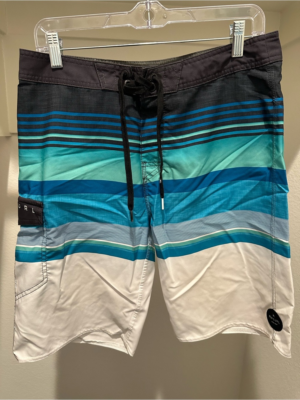 Rip Curl Men’s Teal, Blue & White Striped Boardshorts